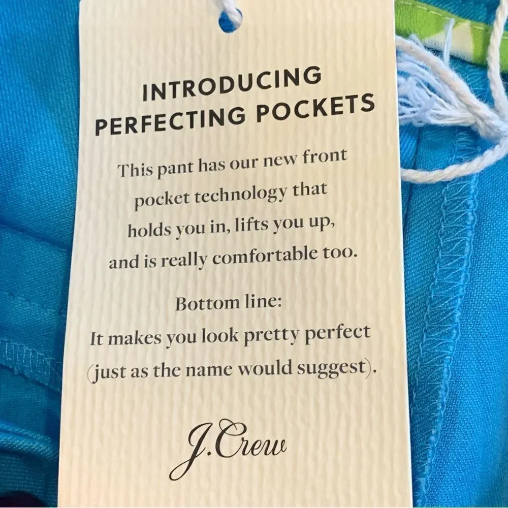 J Crew Hayden Kickout Crop Pant in Bi-Stretch Cotton Turquoise Size 8